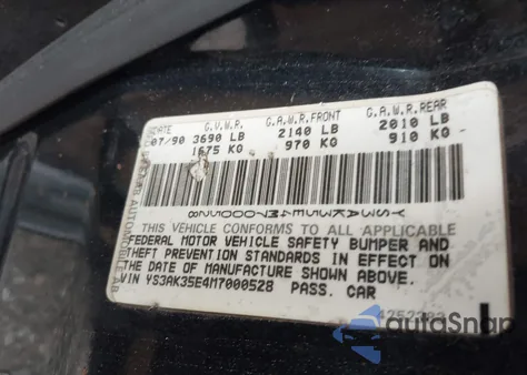 1991 Saab 900 S z USA, uszkodzony, nr VIN YS3AK35E4M7000528